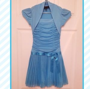 Sale! Blue Dress with Rouging and Silver Sparkles
